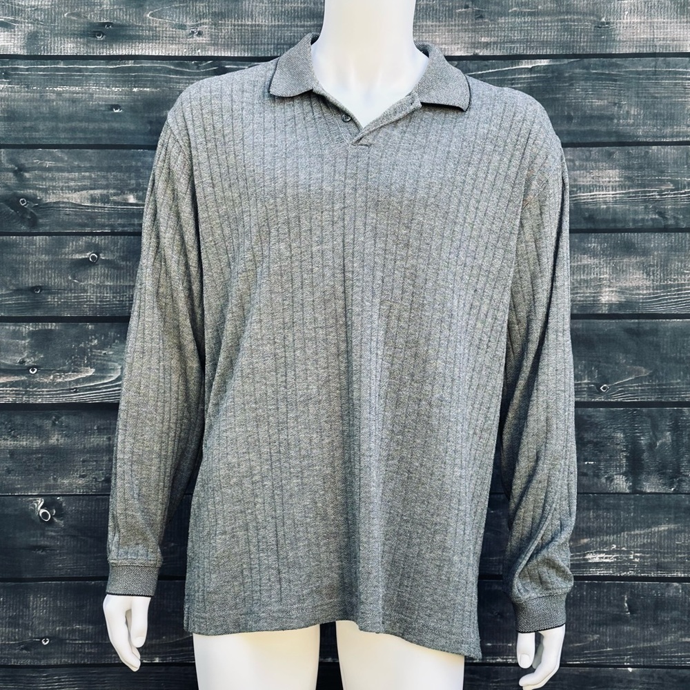 Van Heusen Long Sleeve Polo Grey Mens size XL